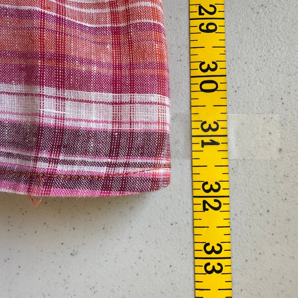 Tommy Bahama Linen Blend Plaid Long Sleeve Button Up Shirt Mens XL Coral Preppy - Picture 6 of 10